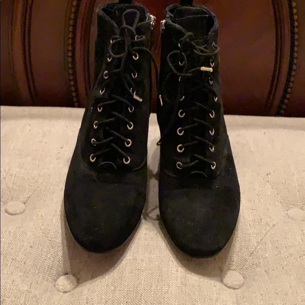Black suede heel boots